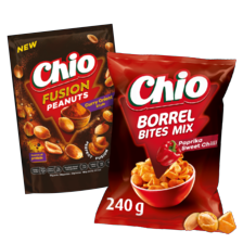 Chio fusion peanuts, borrelbites, partymix of oven sticks